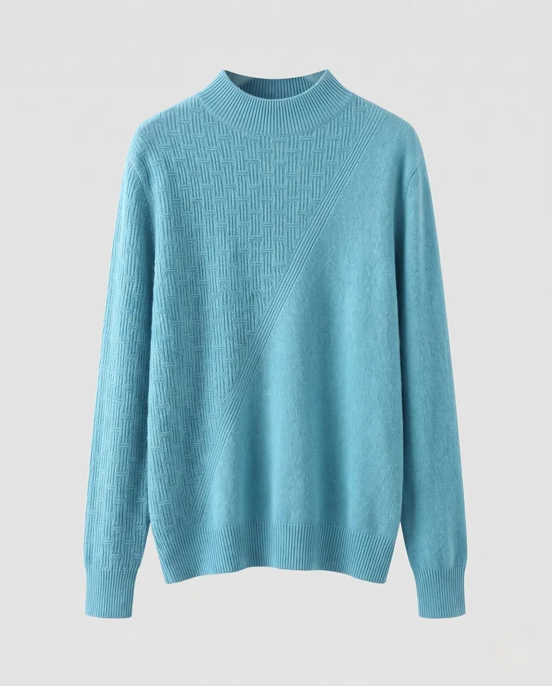Damen Feinstrick-Pullover mit kurzem Rollkragen und diagonaler Strukturierung Nord Taschen