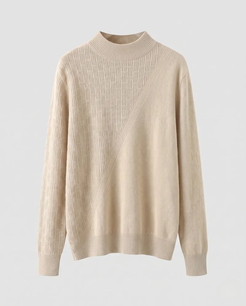 Damen Feinstrick-Pullover mit kurzem Rollkragen und diagonaler Strukturierung Nord Taschen
