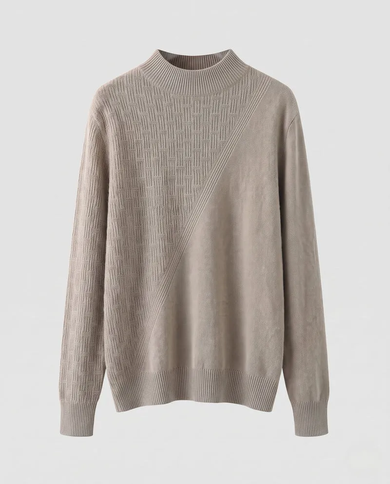 Damen Feinstrick-Pullover mit kurzem Rollkragen und diagonaler Strukturierung Nord Taschen
