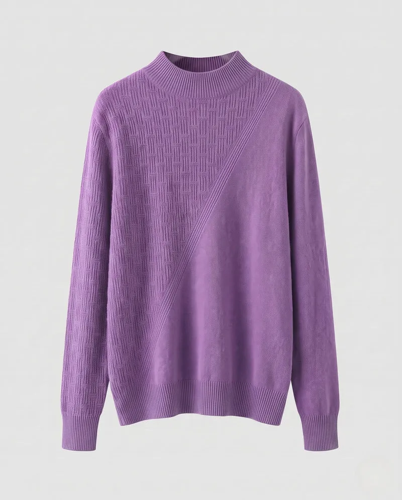 Damen Feinstrick-Pullover mit kurzem Rollkragen und diagonaler Strukturierung Nord Taschen