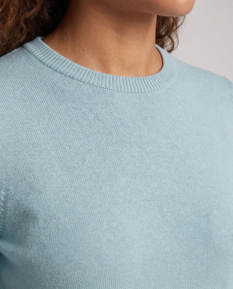 Damen Feinstrick-Pullover mit geripptem Rundhalsausschnitt und schmalen Bündchen Nord Taschen