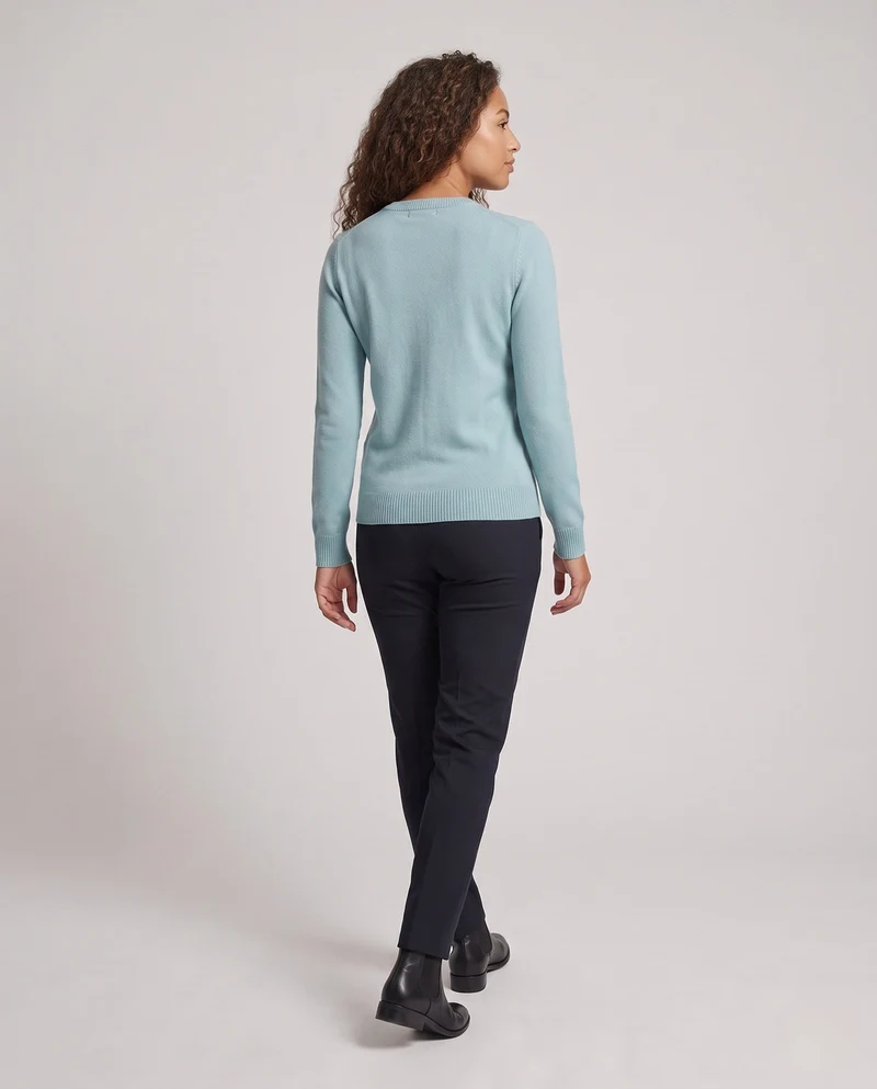 Damen Feinstrick-Pullover mit geripptem Rundhalsausschnitt und schmalen Bündchen Nord Taschen
