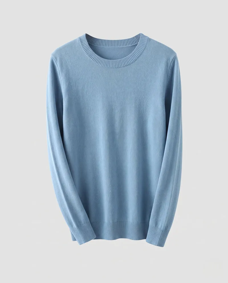 Damen Feinstrick-Pullover mit geripptem Rundhalsausschnitt und schmalen Bündchen Nord Taschen