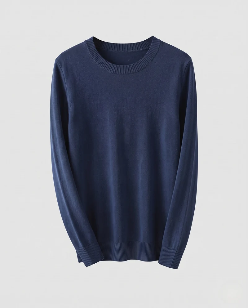 Damen Feinstrick-Pullover mit geripptem Rundhalsausschnitt und schmalen Bündchen Nord Taschen
