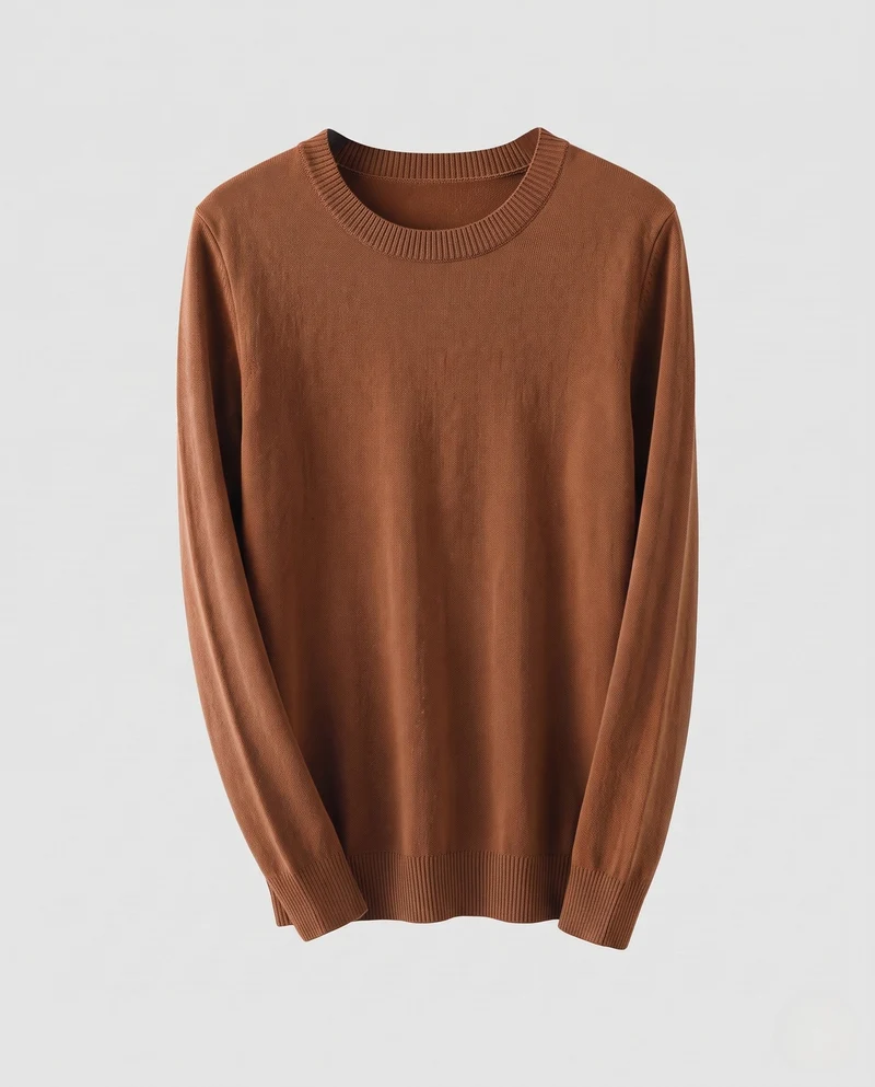Damen Feinstrick-Pullover mit geripptem Rundhalsausschnitt und schmalen Bündchen Nord Taschen