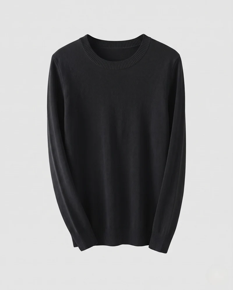 Damen Feinstrick-Pullover mit geripptem Rundhalsausschnitt und schmalen Bündchen Nord Taschen