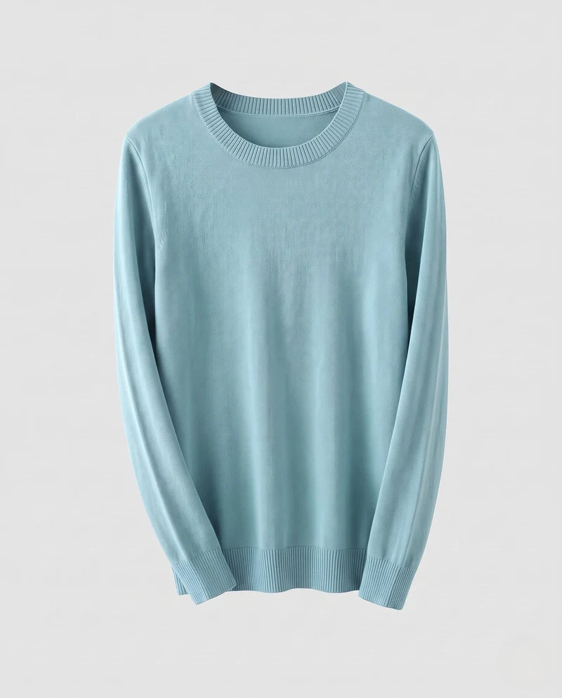 Damen Feinstrick-Pullover mit geripptem Rundhalsausschnitt und schmalen Bündchen Nord Taschen