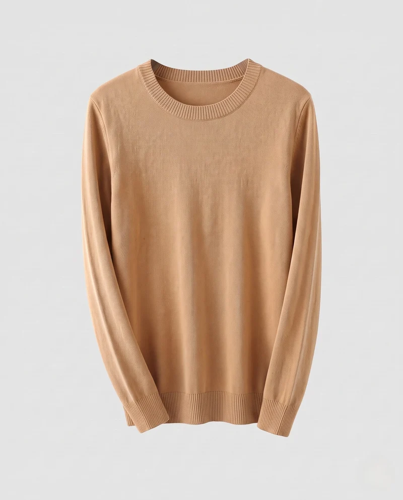 Damen Feinstrick-Pullover mit geripptem Rundhalsausschnitt und schmalen Bündchen Nord Taschen