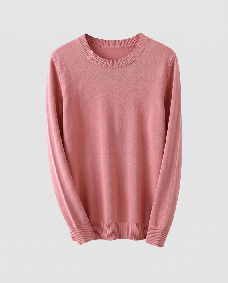 Damen Feinstrick-Pullover mit geripptem Rundhalsausschnitt und schmalen Bündchen Nord Taschen