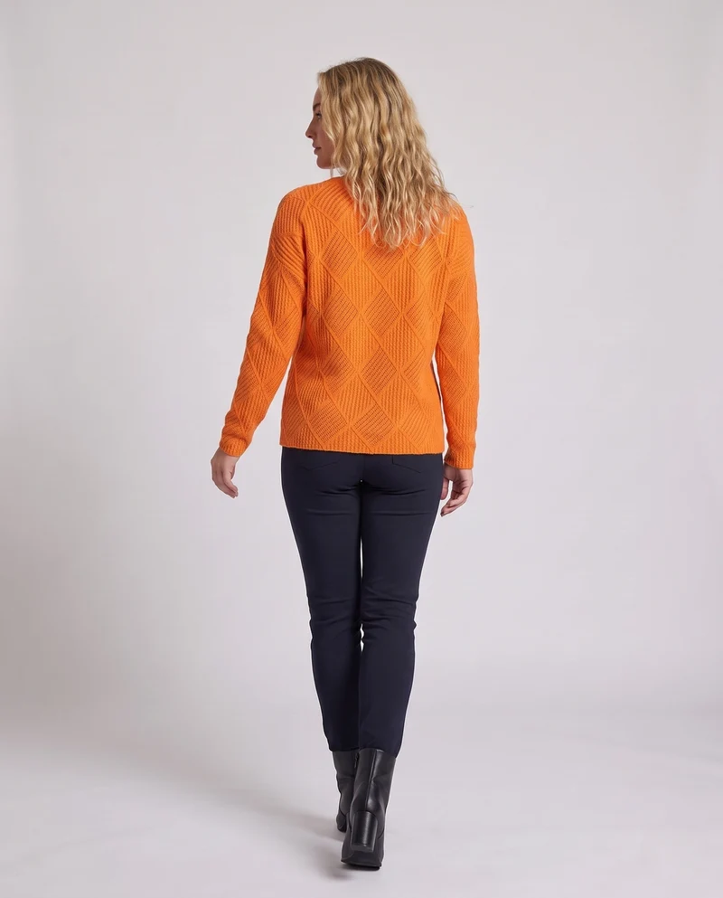 Damen Feinstrick‑Pullover im Mohair‑Look mit diamantgewNord Taschenter Struktur und legerer Oversize‑Passform Nord Taschen