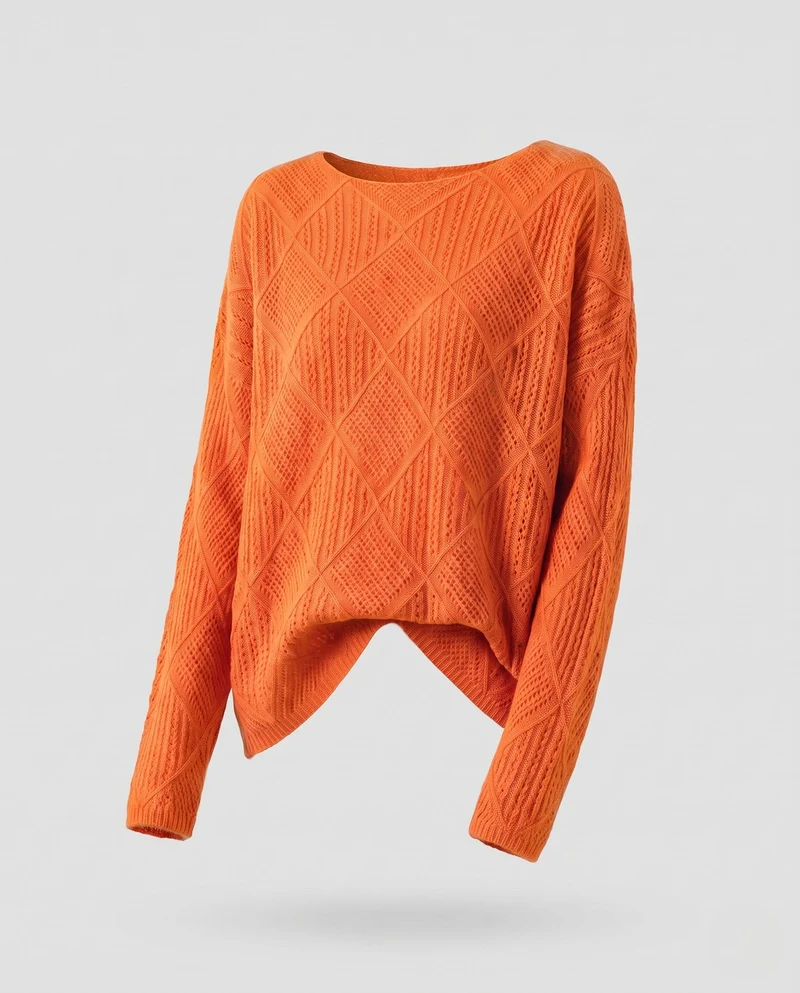 Damen Feinstrick‑Pullover im Mohair‑Look mit diamantgewNord Taschenter Struktur und legerer Oversize‑Passform Nord Taschen