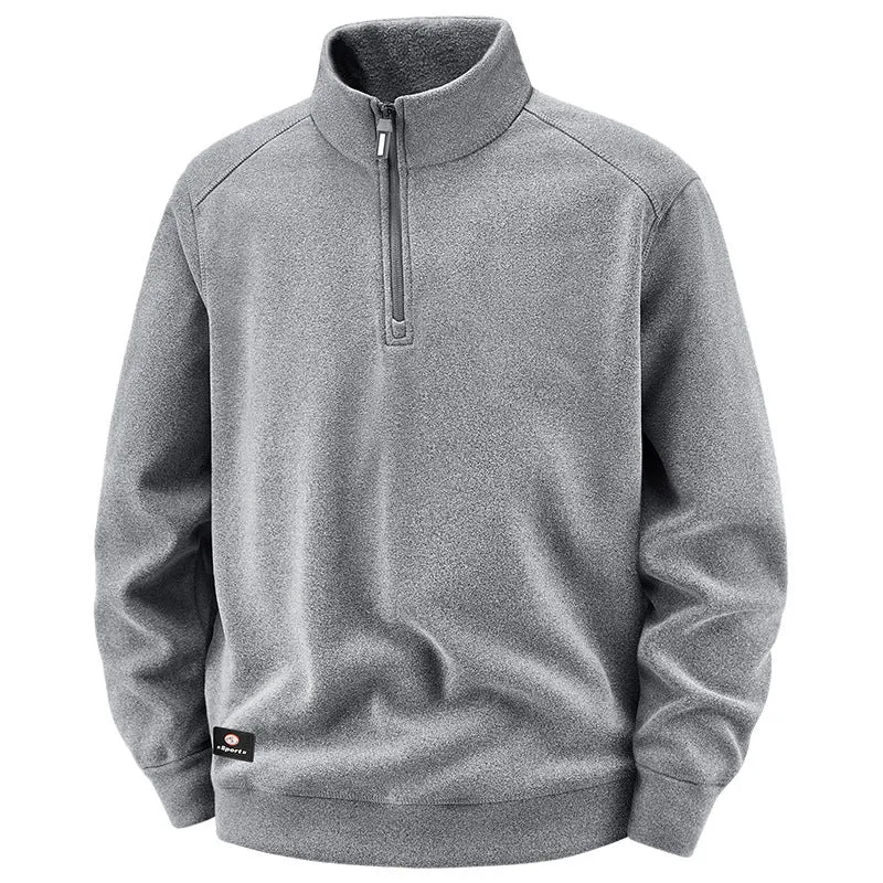 Herren Atmungsaktiver Microfleece-Halbreißverschluss-Pullover mit Stehkragen und Raglanärmeln Nord Taschen