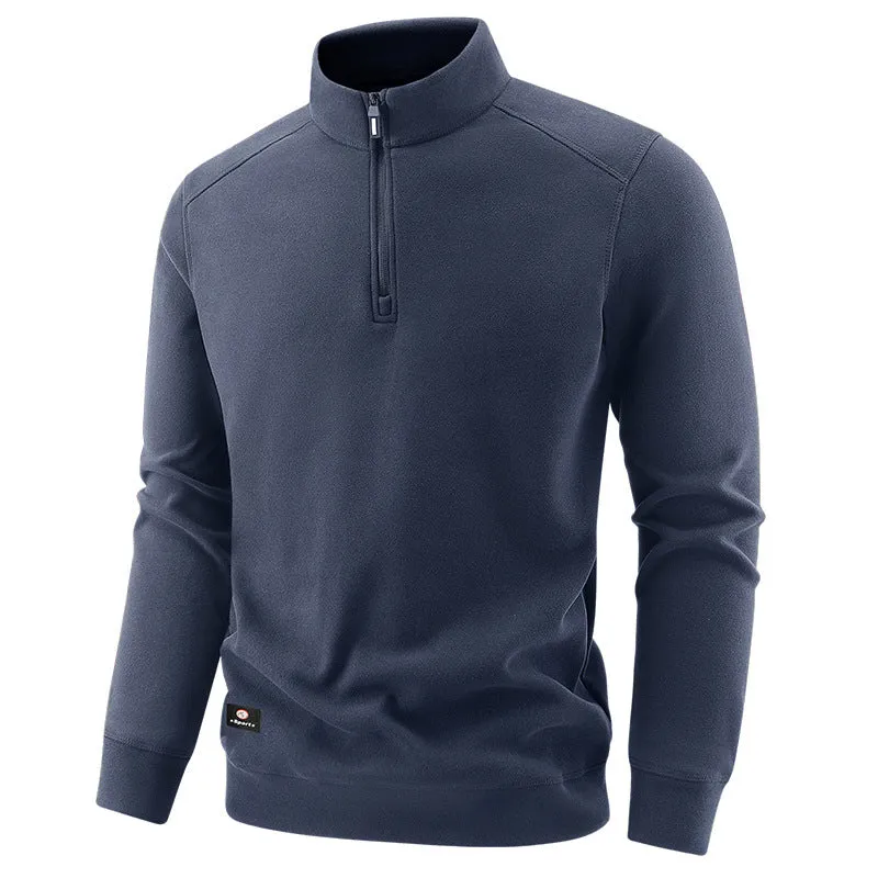 Herren Atmungsaktiver Microfleece-Halbreißverschluss-Pullover mit Stehkragen und Raglanärmeln Nord Taschen