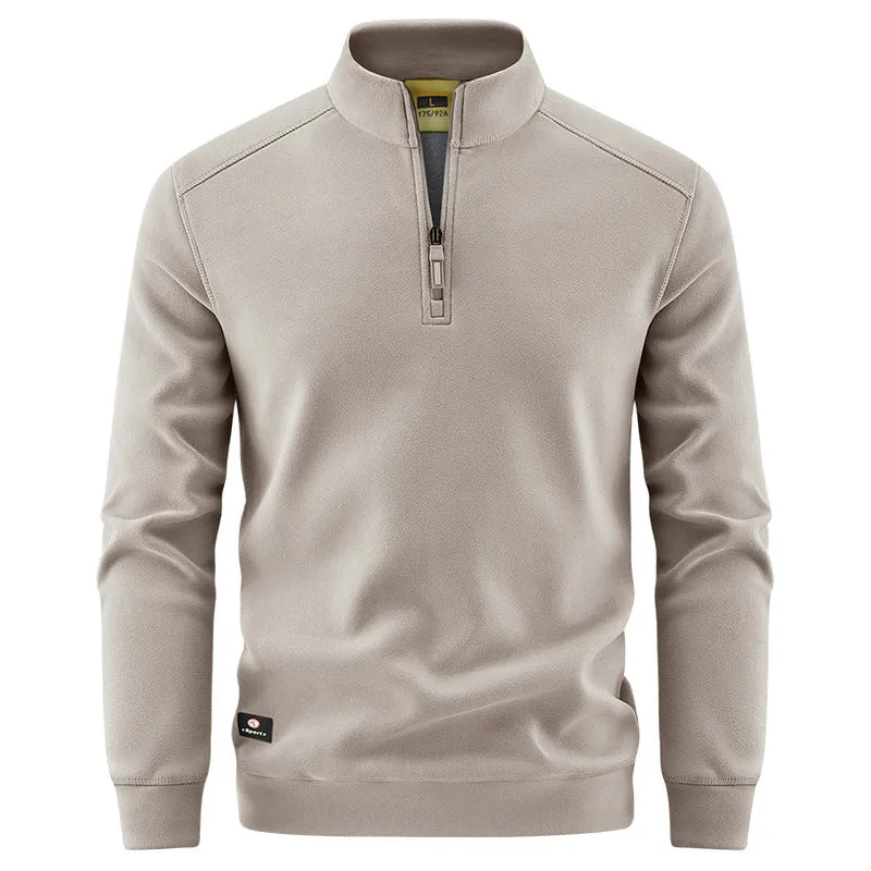 Herren Atmungsaktiver Microfleece-Halbreißverschluss-Pullover mit Stehkragen und Raglanärmeln Nord Taschen