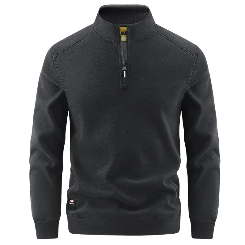 Herren Atmungsaktiver Microfleece-Halbreißverschluss-Pullover mit Stehkragen und Raglanärmeln Nord Taschen
