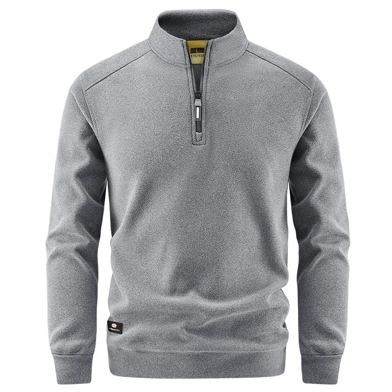 Herren Atmungsaktiver Microfleece-Halbreißverschluss-Pullover mit Stehkragen und Raglanärmeln Nord Taschen