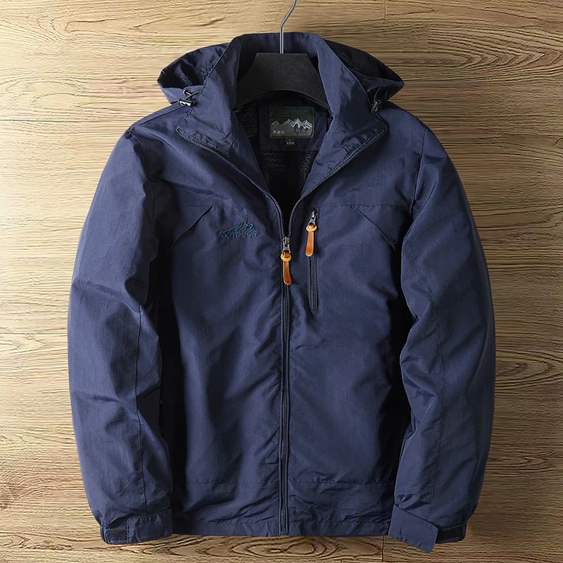 Herren Atmungsaktive wasserabweisende Outdoorjacke mit Kapuze und Reißverschluss Nord Taschen
