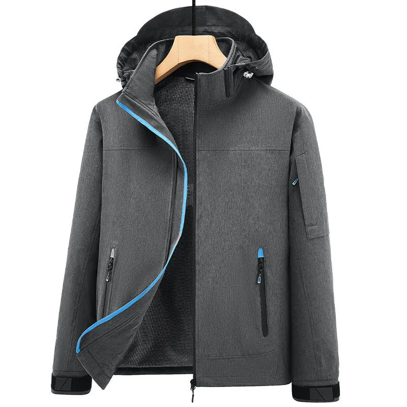 Herren Atmungsaktive Softshell-Outdoorjacke mit Kapuze, verschweißten Reißnähten und Ärmel-Tasche Nord Taschen