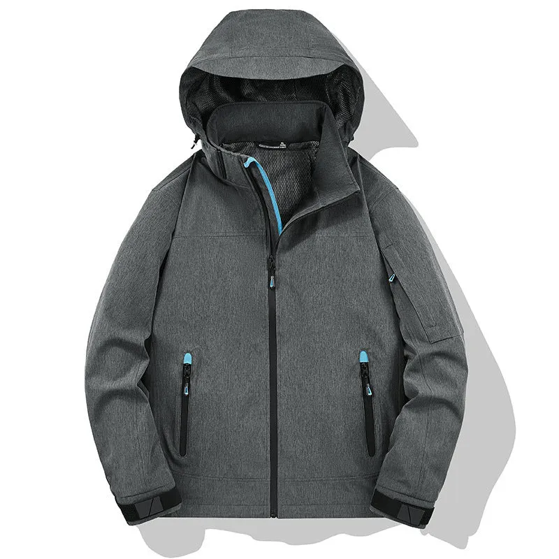 Herren Atmungsaktive Softshell-Outdoorjacke mit Kapuze, verschweißten Reißnähten und Ärmel-Tasche Nord Taschen
