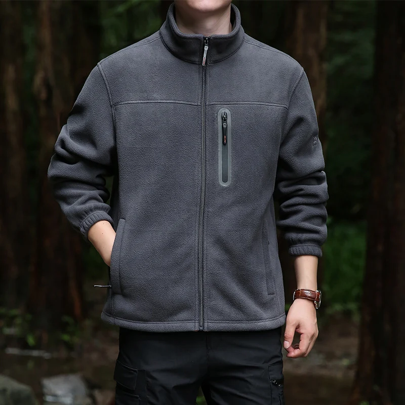 Herren Atmungsaktive Microfleecejacke mit wasserabweisender Brustreißverschluss-Leiste und Stehkragen Nord Taschen
