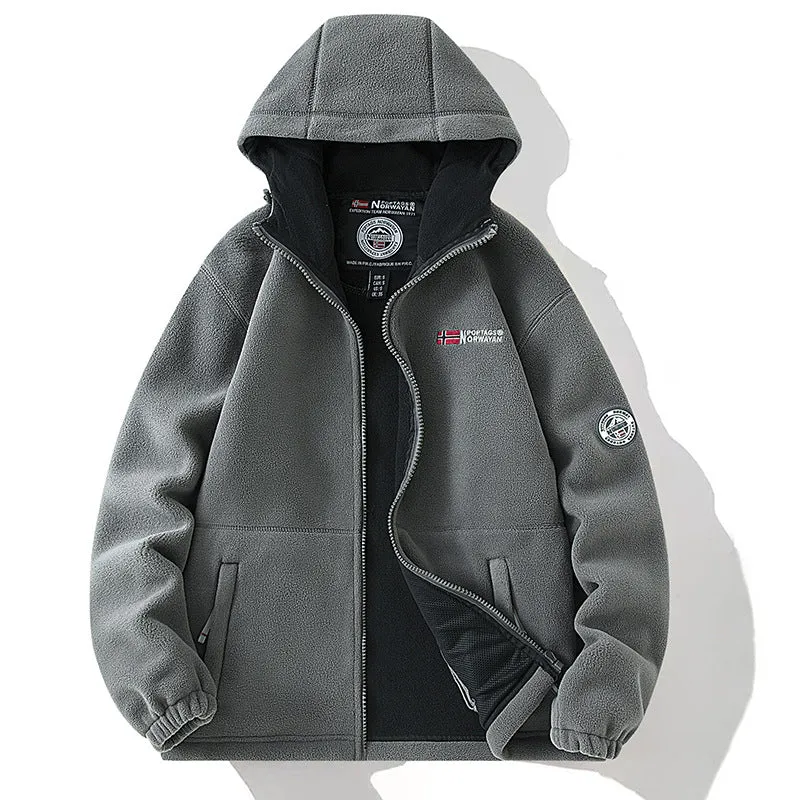 Damen Kapuzen-Fleecejacke mit wärmendem Teddyfutter und Reißverschluss Nord Taschen
