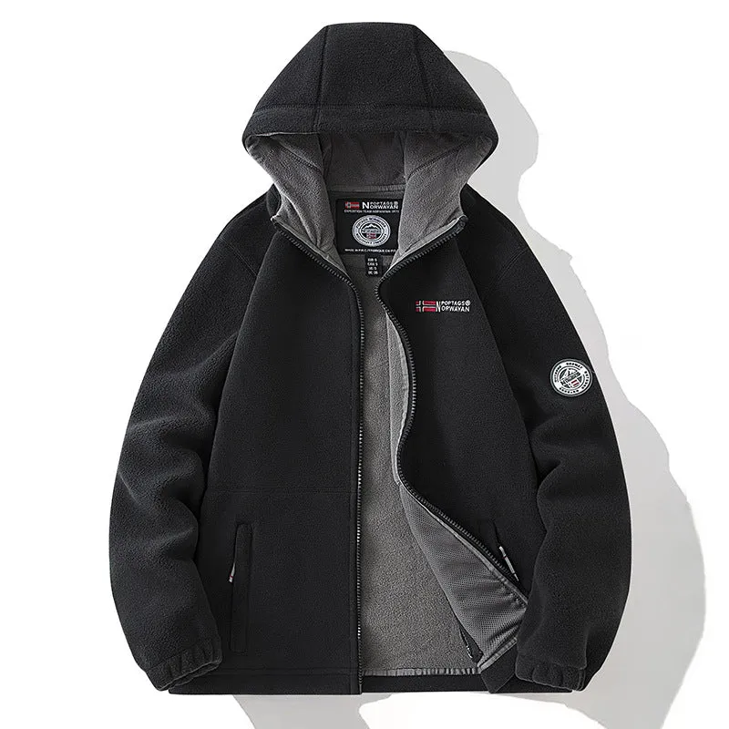 Damen Kapuzen-Fleecejacke mit wärmendem Teddyfutter und Reißverschluss Nord Taschen