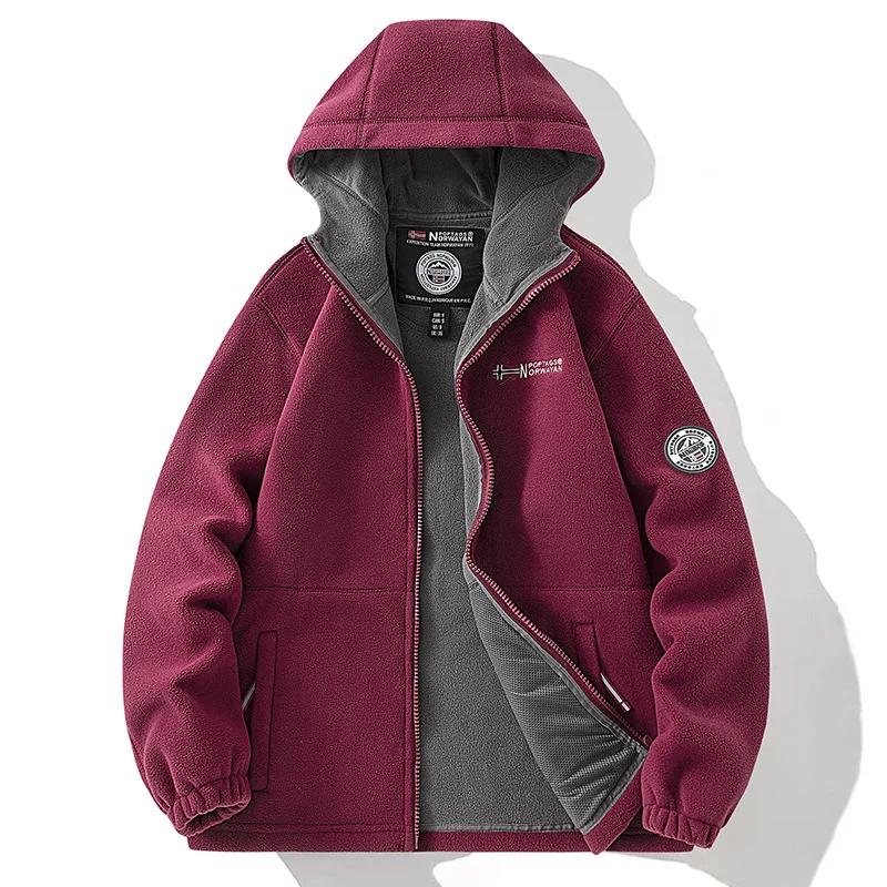 Damen Kapuzen-Fleecejacke mit wärmendem Teddyfutter und Reißverschluss Nord Taschen