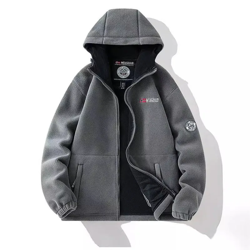 Damen Kapuzen-Fleecejacke mit Teddyfutter und durchgehendem Reißverschluss Nord Taschen
