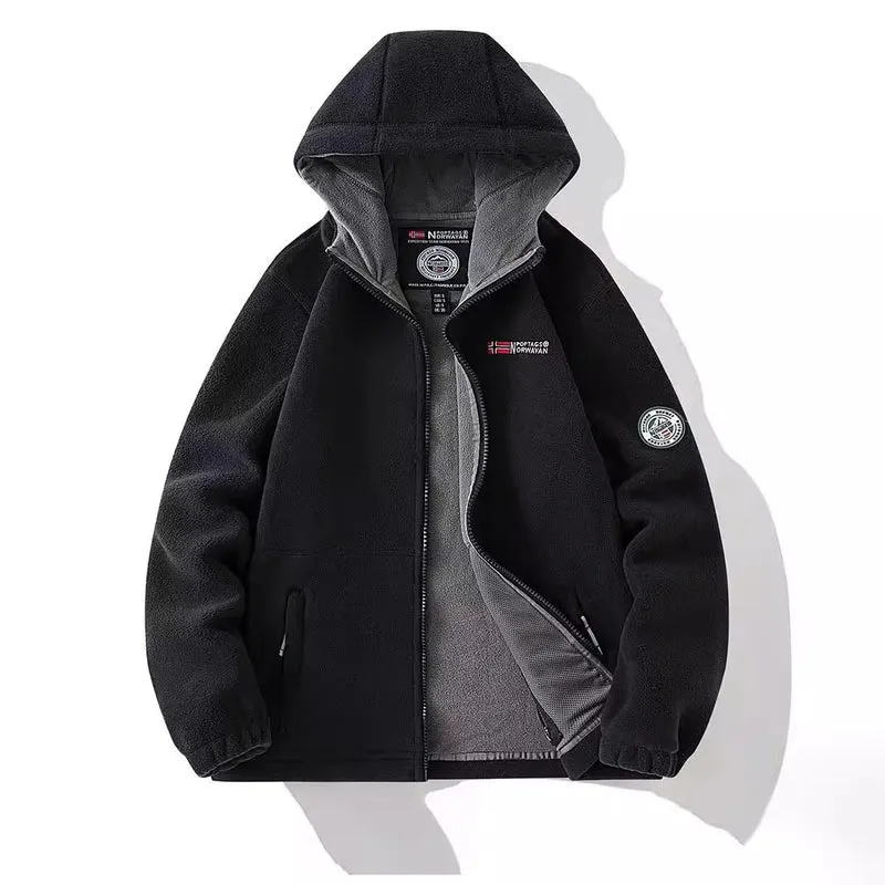 Damen Kapuzen-Fleecejacke mit Teddyfutter und durchgehendem Reißverschluss Nord Taschen