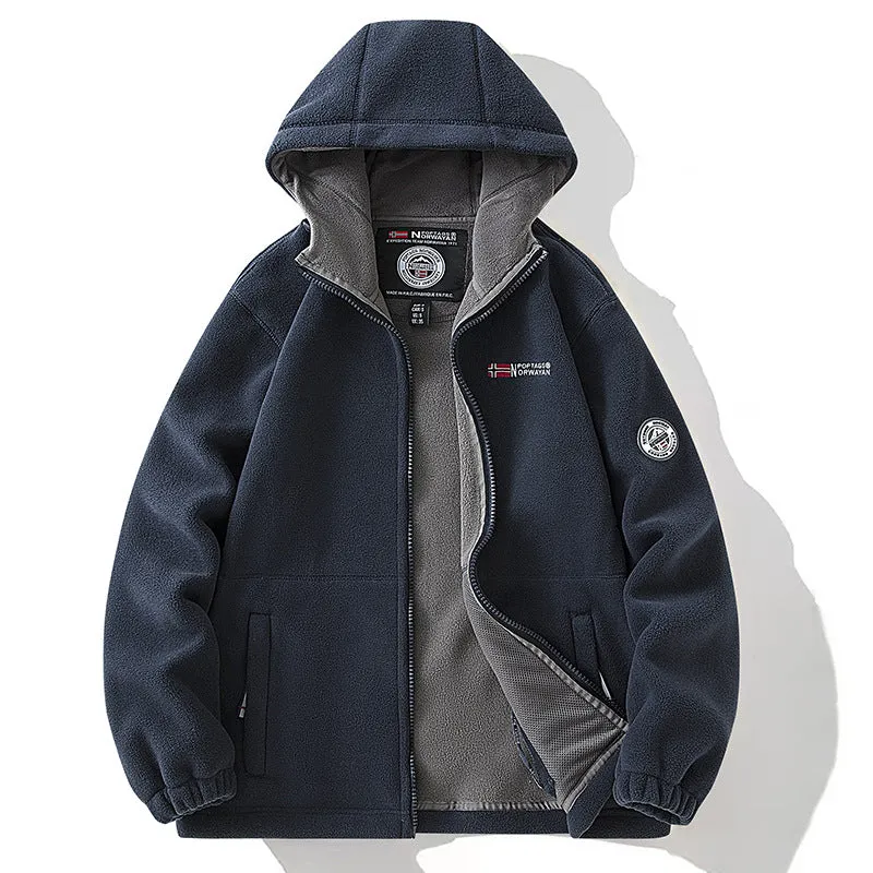 Damen Kapuzen-Fleecejacke mit Teddyfutter und durchgehendem Reißverschluss Nord Taschen