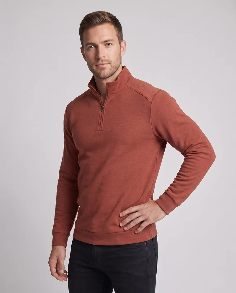 Herren Thermo-Halbzip-Pullover mit Fleece-Innenfutter und Stehkragen Nord Taschen