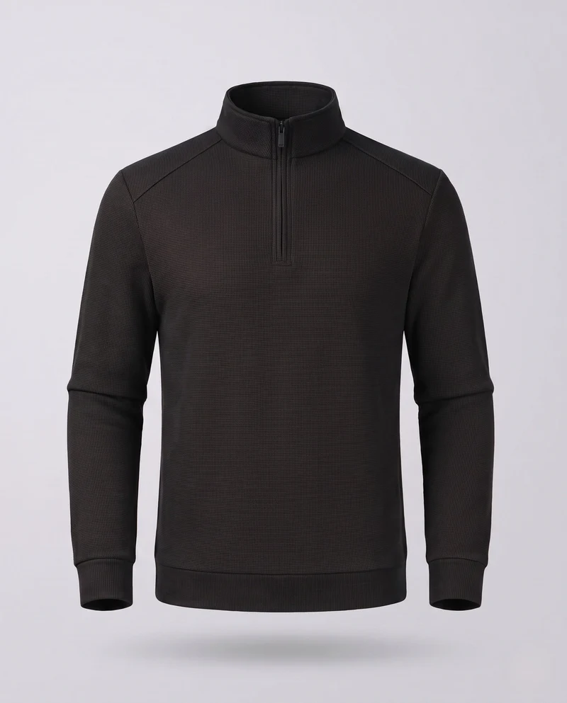 Herren Thermo-Halbzip-Pullover mit Fleece-Innenfutter und Stehkragen Nord Taschen