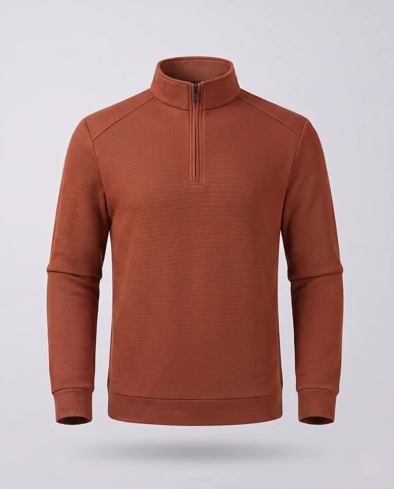 Herren Thermo-Halbzip-Pullover mit Fleece-Innenfutter und Stehkragen Nord Taschen