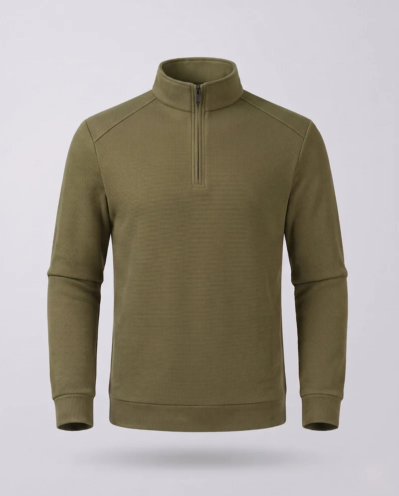 Herren Thermo-Halbzip-Pullover mit Fleece-Innenfutter und Stehkragen Nord Taschen
