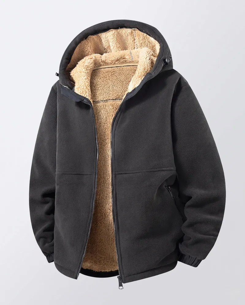 Herren Thermo-Fleece-Hoodiejacke mit Teddyfutter, Kapuze und winddichter Außenlage Nord Taschen