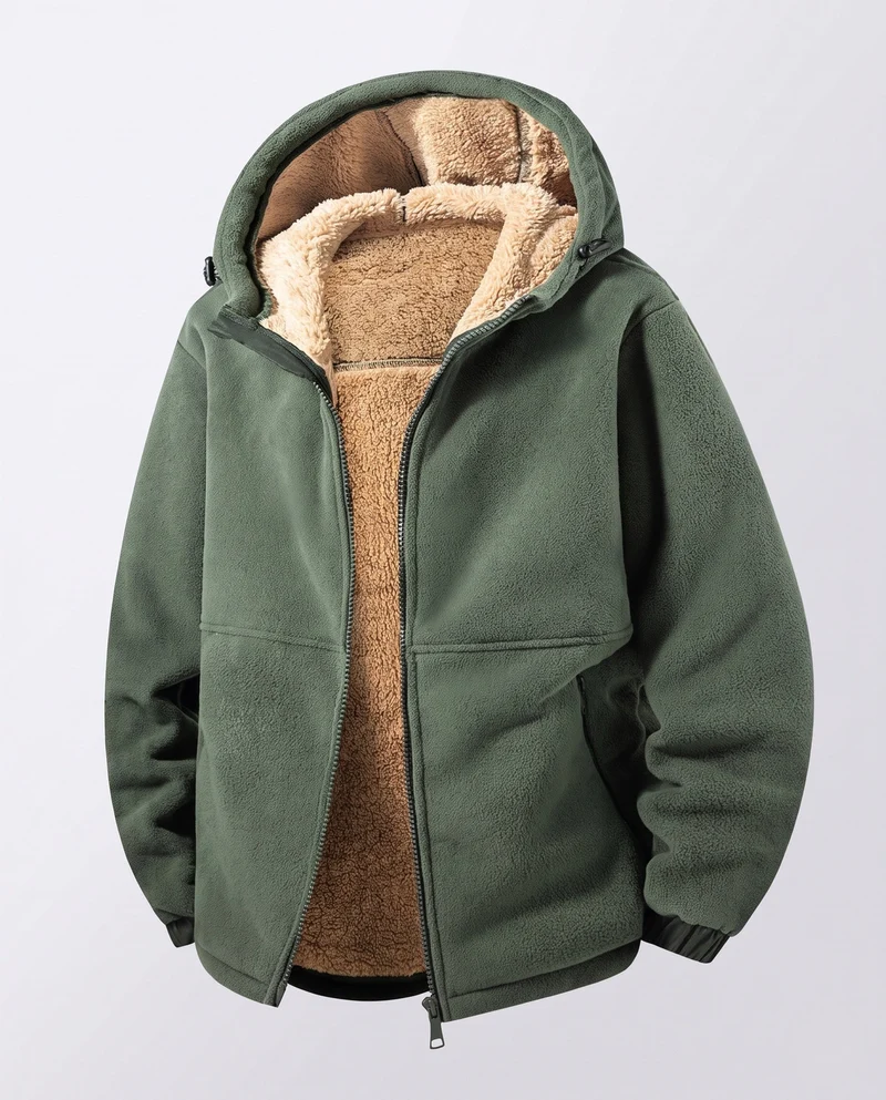 Herren Thermo-Fleece-Hoodiejacke mit Teddyfutter, Kapuze und winddichter Außenlage Nord Taschen