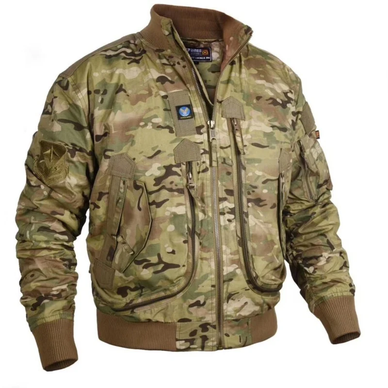 Herren Militärinspirierte Bomberjacke mit Mehrfachtaschen, Ärmel-Organizer und Rippenbündchen Nord Taschen