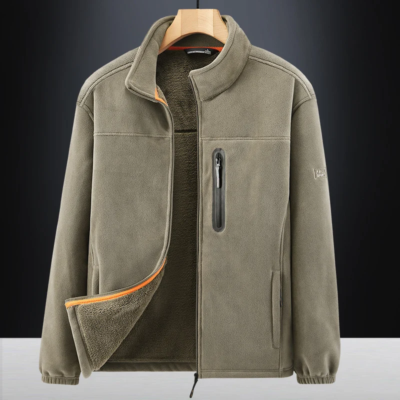 Herren Microfleece-Outdoorjacke mit wasserdichter Brusttasche, Stehkragen und Teddyfleece-Innenfutter Nord Taschen
