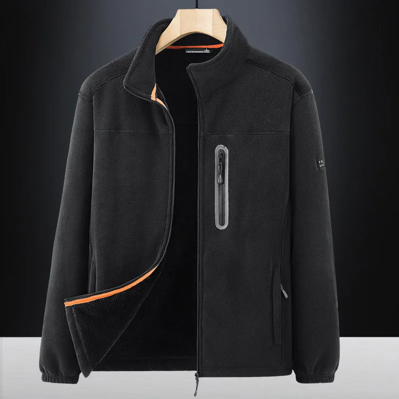 Herren Microfleece-Outdoorjacke mit wasserdichter Brusttasche, Stehkragen und Teddyfleece-Innenfutter Nord Taschen