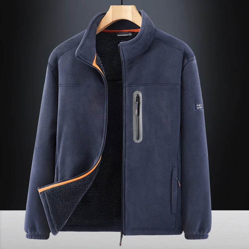 Herren Microfleece-Outdoorjacke mit wasserdichter Brusttasche, Stehkragen und Teddyfleece-Innenfutter Nord Taschen
