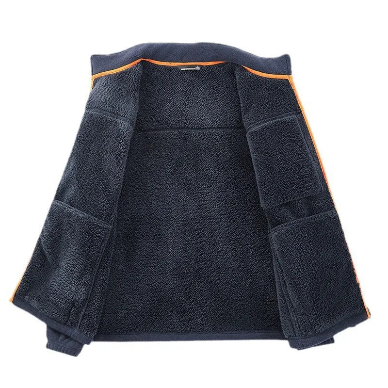 Herren Microfleece-Outdoorjacke mit wasserdichter Brusttasche, Stehkragen und Teddyfleece-Innenfutter Nord Taschen