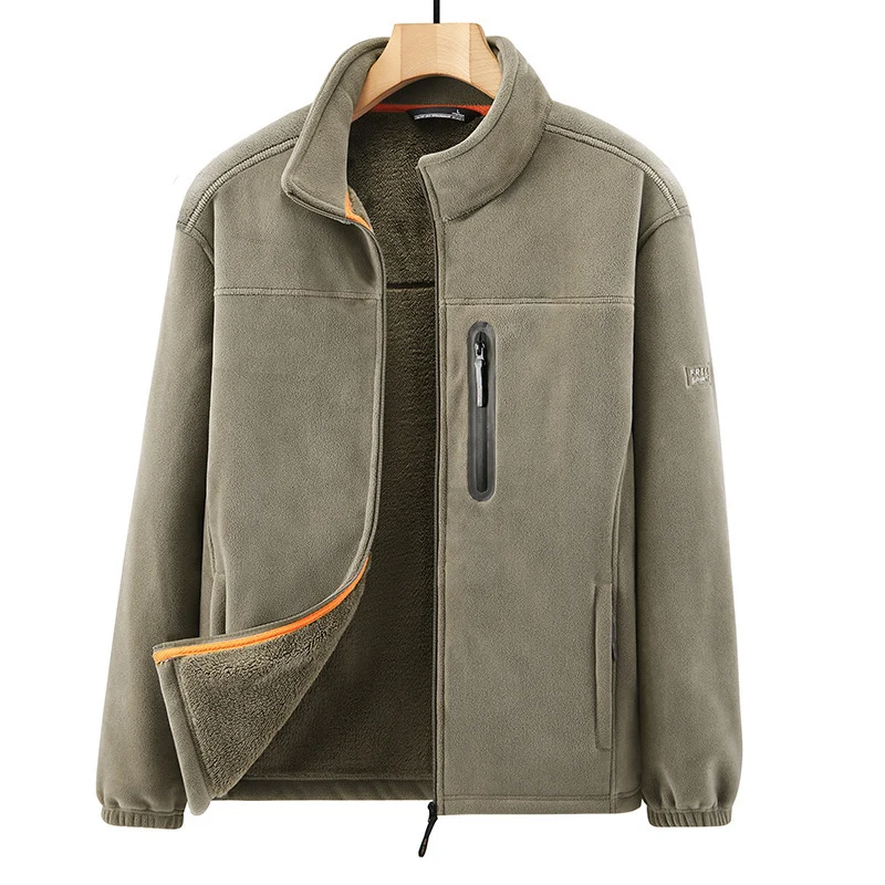 Herren Microfleece-Outdoorjacke mit wasserdichter Brusttasche, Stehkragen und Teddyfleece-Innenfutter Nord Taschen