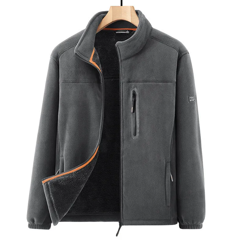 Herren Microfleece-Outdoorjacke mit wasserdichter Brusttasche, Stehkragen und Teddyfleece-Innenfutter Nord Taschen