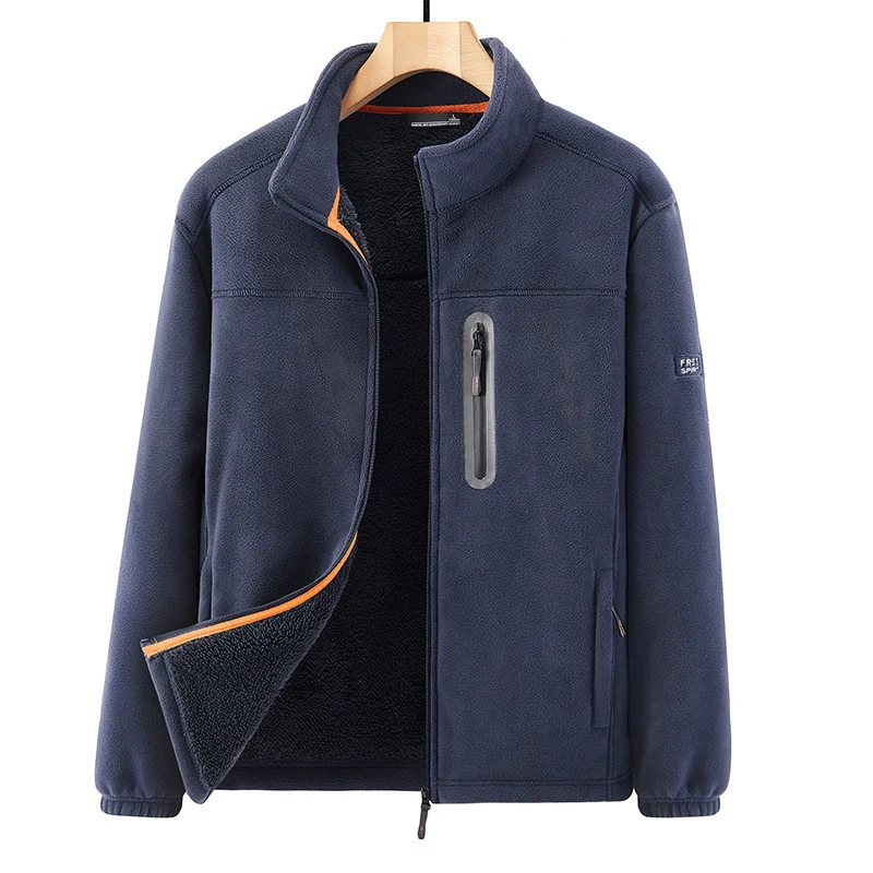 Herren Microfleece-Outdoorjacke mit wasserdichter Brusttasche, Stehkragen und Teddyfleece-Innenfutter Nord Taschen
