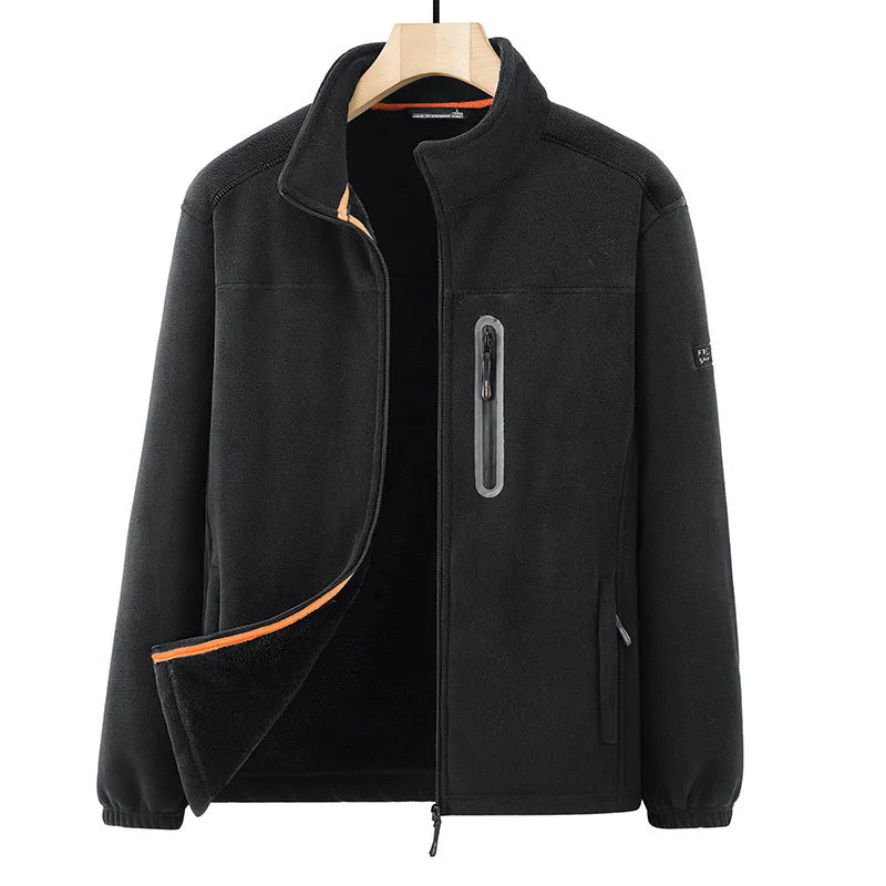 Herren Microfleece-Outdoorjacke mit wasserdichter Brusttasche, Stehkragen und Teddyfleece-Innenfutter Nord Taschen