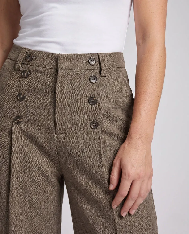 Damen elegante und stilvolle hochtaillierte Hose Nord Taschen