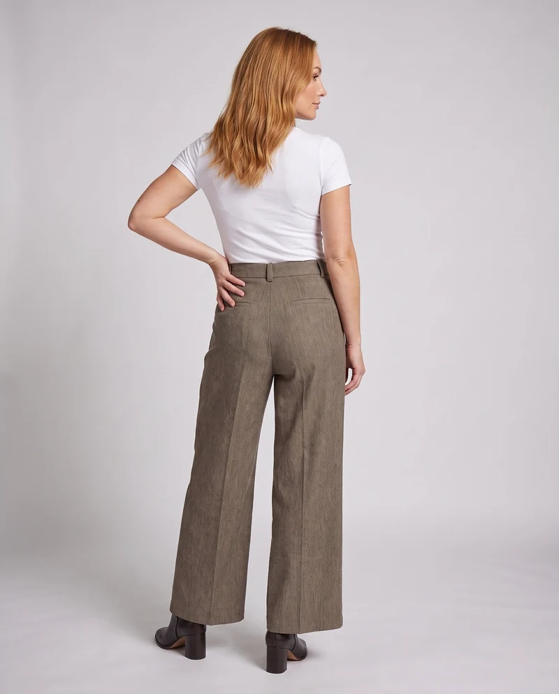 Damen elegante und stilvolle hochtaillierte Hose Nord Taschen