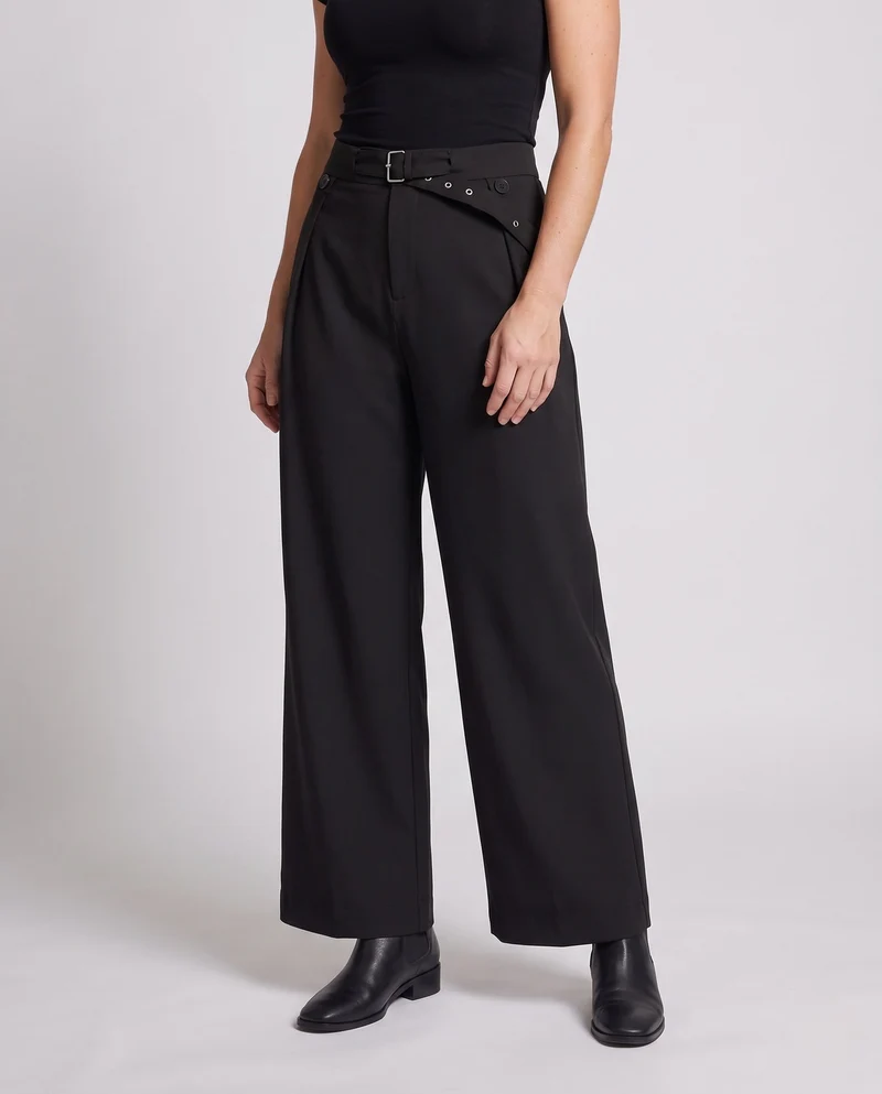 Damen Elegante Schlaghose mit Gürtel Nord Taschen