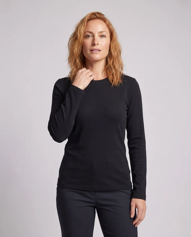 Damen Langarm Basic T-Shirt Nord Taschen