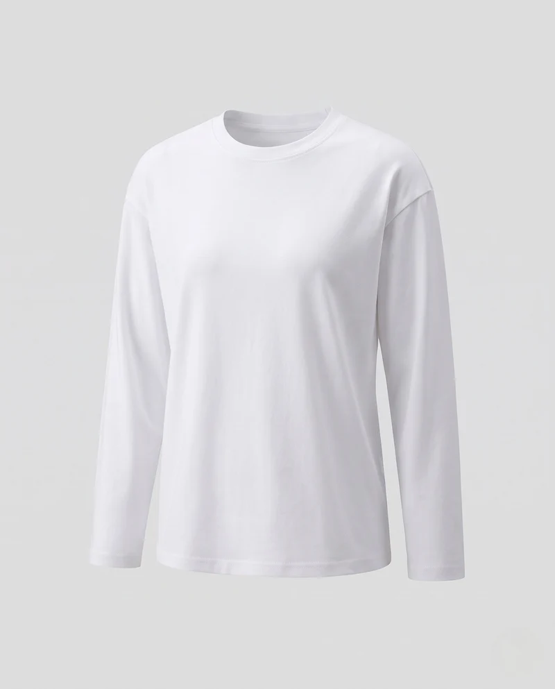 Damen Langarm Basic T-Shirt Nord Taschen